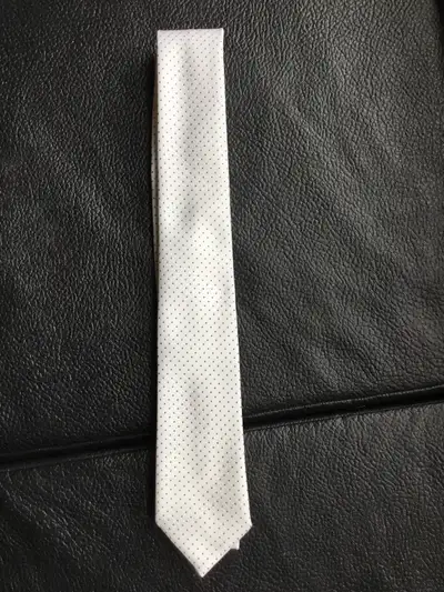 slim white necktie , View more