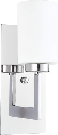 Brio Wall Light Vanity Sconce Polished Chrome with Frosted Glass