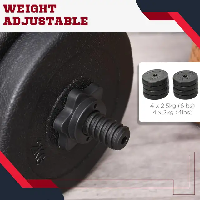 Soozier Adjustable Dumbbell Set 18kg weight plus solid bar62863270458626121
