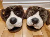 Big Fluffy Dog face slippers
