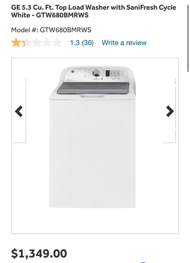 GE Top Load White Washer - 5.3 cu.ft. 63826840598529121