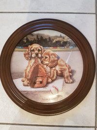 Adorable Puppies with Baseball Mitt Plate $4.
