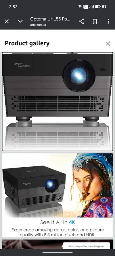 Used , in great condition 4k projector for sale About 40 hours of use on the LED bulb which lasts th...