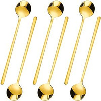 NEW 6 Pcs Coffee Spoons Tea Spoons Stainless Steel Long Handle