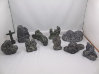 Collection 10 Inuit Carvings Figurines Sculptures Wolf Orginials
