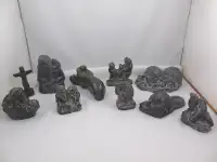 Collection 10 Inuit Carvings Figurines Sculptures Wolf Orginials