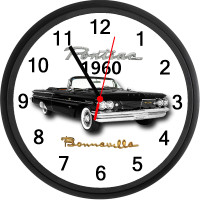 1960 Pontiac Bonneville Convertible (Black) Custom Wall Clock