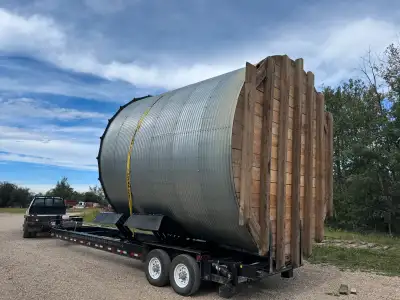 Grain bin moving trailer for rental Fort St John 2502612714 Sutherland Ranch is also a supplier for...