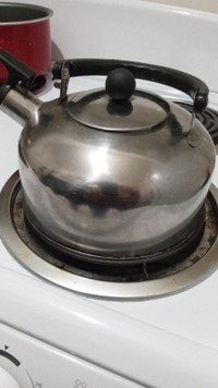 Old Stove Top Whistleling Chrome Kettle.