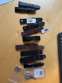 Ten (10) watch straps all  22mm (between lugs at case)