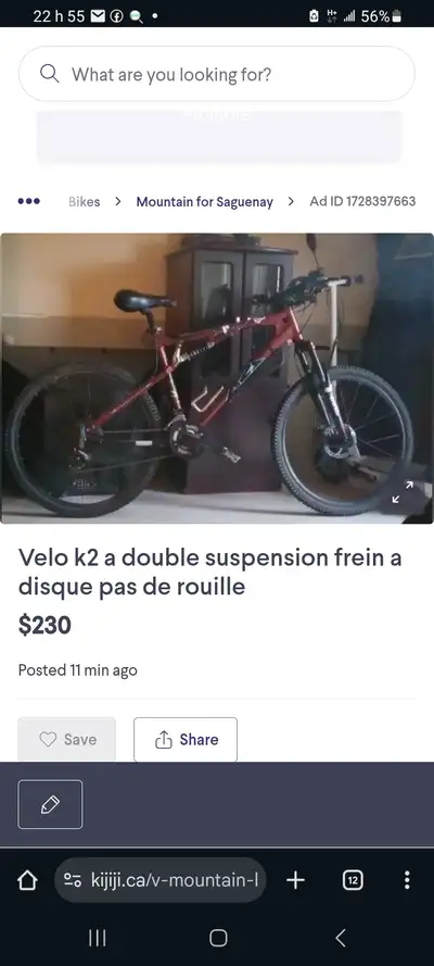 Velo k2 frein a disque pas de rouille, View more