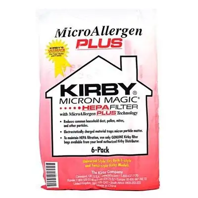 Kirby Micron Magic HEPA FILTER Micro Allergen Plus F Style Vacuum Bags 6 Pack 204814