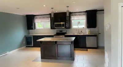 Main floor apartment for rent with three bedrooms and additional office/playroom space, small Rec ro...