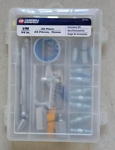 Campbell hausfeld Air compressor accessory kit 25 pieces, never used