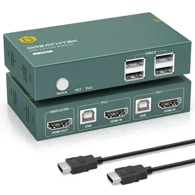 KVM Switch 1 HDMI Monitor 2 Computers, View more