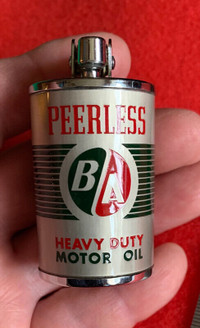 Vintage British American / BA lighter — mini Peerless Oil Can