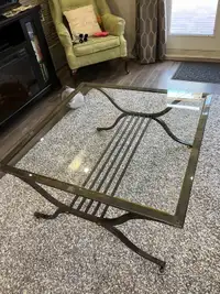 Glass and metal coffee table