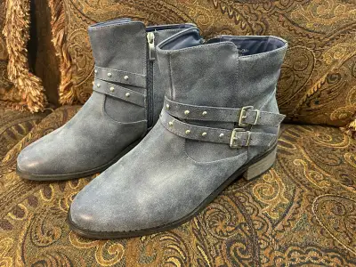 Blue Suede Ankle Boots - Ladies 11W, View more