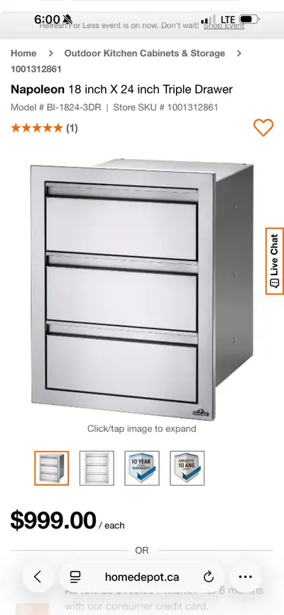 Napoleon Triple Drawer 18x24, new, View more