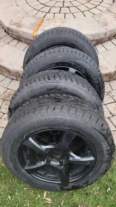 TOUREN 17" alloy RIMS with 95% WINTER TIRES. Two UNIROYAL PAW ICE & SNOW 3 used 2 month and Two YOKO...