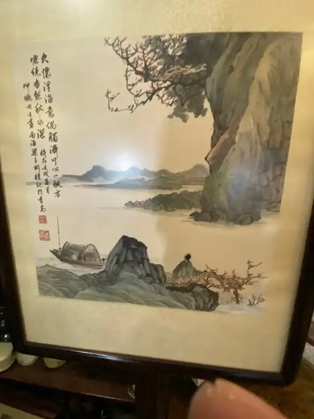 Vintage Chinese Landscape Artwork Wood Frame in Arts & Collectibles in Vancouver - Image 9