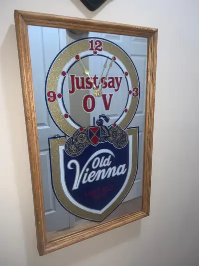 Vintage OV Beer Old Vienna mirror clock mint condition, View more