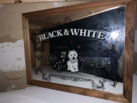 Large Vintage Black & White Buchanan's Old Scotch Whisky Mirror