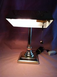 vintage brass banker's lamp