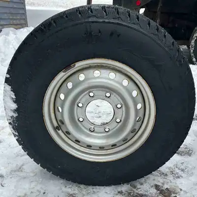 I have 4 good winter tires on 8 bolt rims they where on a 2022 gmc 2500. 265/70r17 I am asking $800...