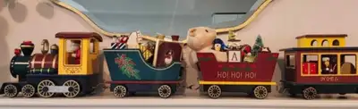VINTAGE DECORATIVE WOOD TRAIN SET, View more