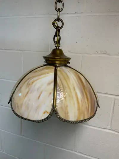 HANGING ANTIQUE TIFFANY LIGHT (SOLID BRASS)
