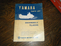 Yamaha TL433G Snowmobile Parts List Manual 1975