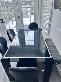 Dining table with 4 chairs and a bench 