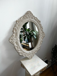 Oval mirror white antique vintage style home decor accents white