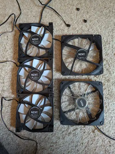 NZXT PC fans for sale. Non RGB. Lightly used (replaced with rgb fans, no issues otherwise). 2 are 14...