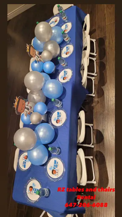RZ party Rentals Kids White folding chair-$4 each 4 ft folding adjustible height table-$10 each seat...