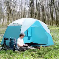 4 Person Camping Tent with Door Windows Backpacking Tent for Fam