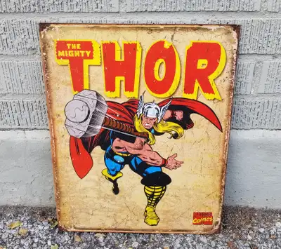 Mighty Thor Marvel Comics Super Hero tin sign pop wall art 16” H, View more