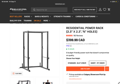 Bells of Steel Residential Power Rack Short 72 inch, View more