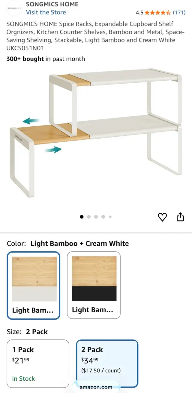 VASAGLE 2-Tier Expandable Counter Shelf in Bookcases & Shelving Units in Oshawa / Durham Region - Image 8