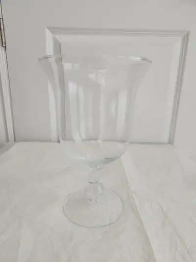 Large glass vase / huge wine glass 9.5” high 6.5” diameter, View more