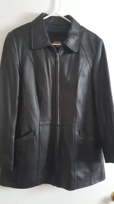 Woman's Danier Black Leather Jacket - Size Medium, View more