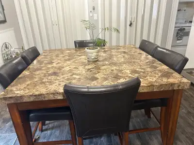 counterheight solid marble dining room table, View more