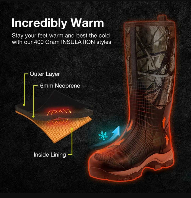 TideWe Hunting Boots for Men, Insulated Waterproof Durable, 12 in Fishing, Camping & Outdoors in City of Toronto - Image 4