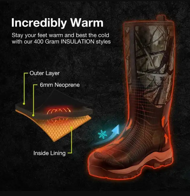 TideWe Hunting Boots for Men, Insulated Waterproof Durable, 12 in Fishing, Camping & Outdoors in City of Toronto - Image 5