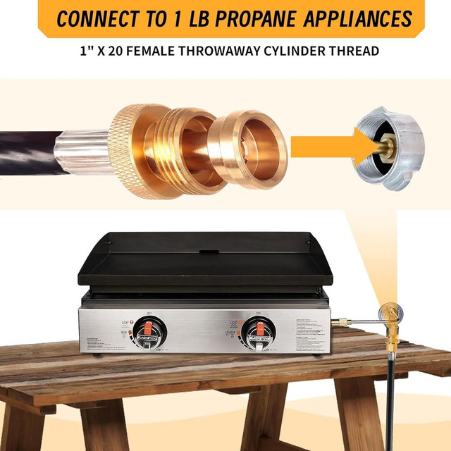 12 FT 1/4'' Propane Quick Connect Hose for RV to Gas Grill in BBQs & Outdoor Cooking in Hamilton - Image 2