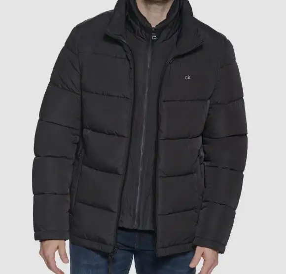 Calvin Klein Men's Black Puffer Jacket With Bib Detail sz L in Men's in Mississauga / Peel Region - Image 4