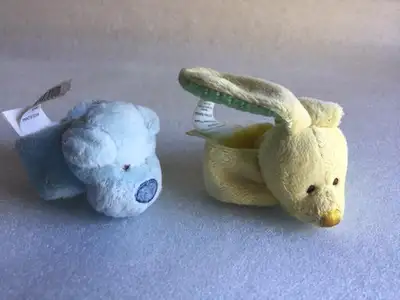 2x Baby Connection Baby Puppy Dog  & Bunny Rabbit wrist Rattle, View more