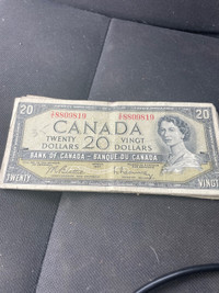  1954 $20 Canadian bank note