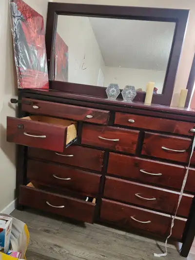 Dark Wood Dresser with Mirror, View more